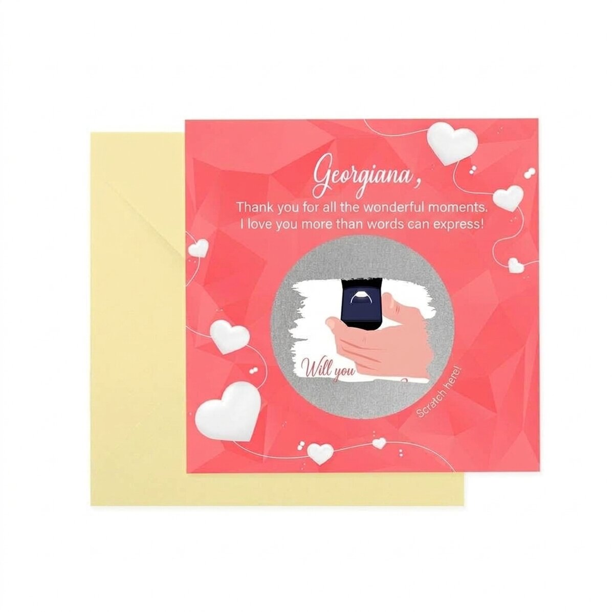 Cartolina gratta e vinci personalizzata con testo - Proposta di matrimonio