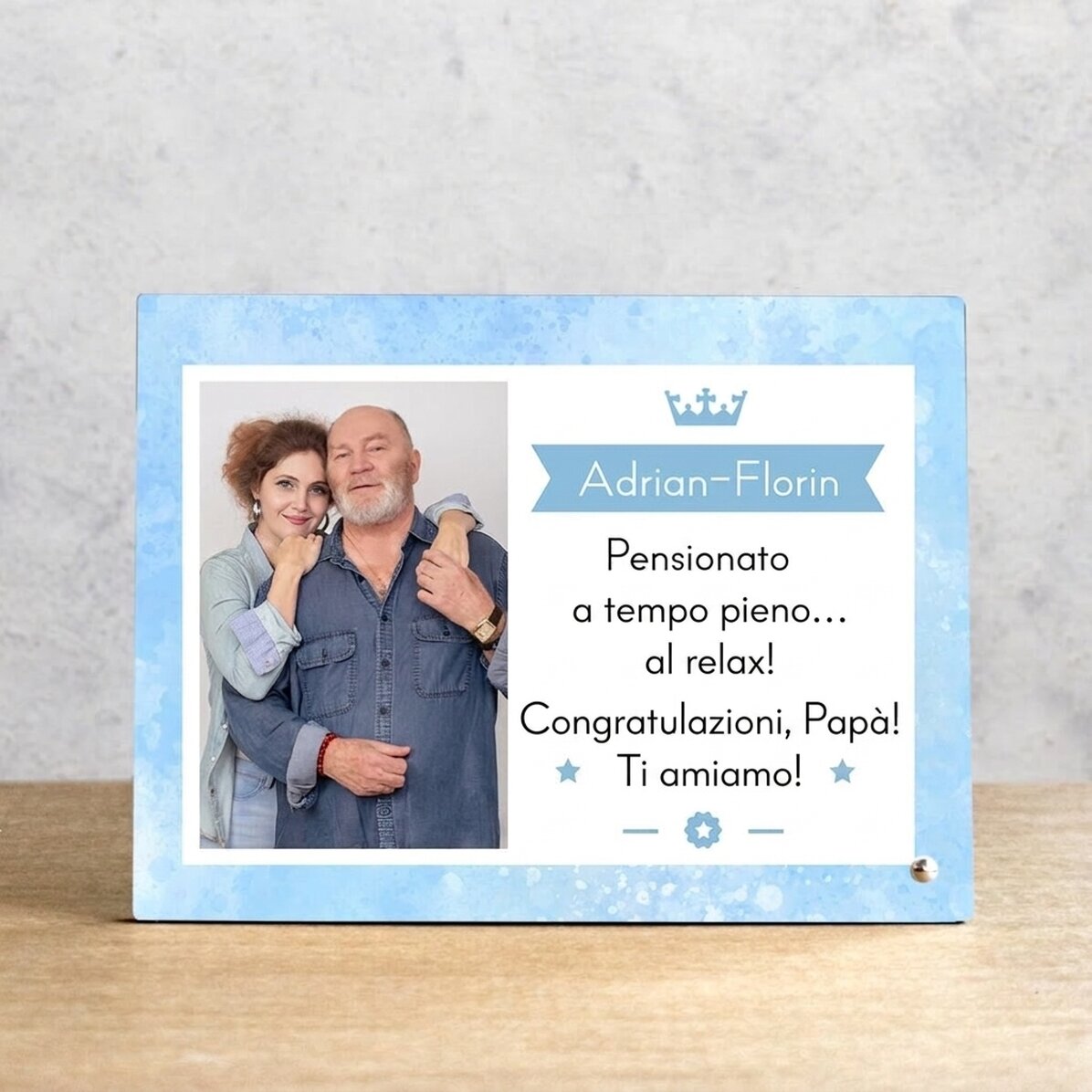 Cornice da scrivania personalizzata con una foto e un messaggio - Pensionato