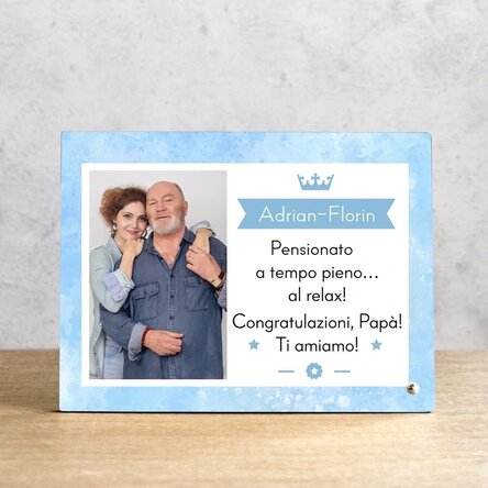 Cornice da scrivania personalizzata con una foto e un messaggio - Pensionato