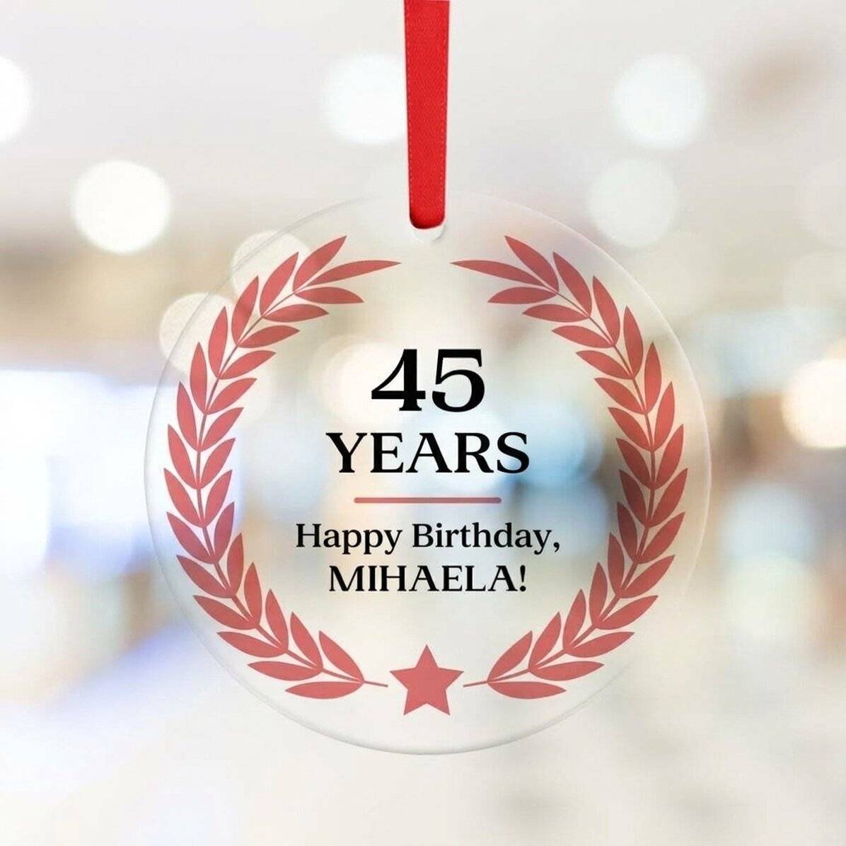 Decorazione rotonda personalizzata con la scritta: "Buon compleanno!"