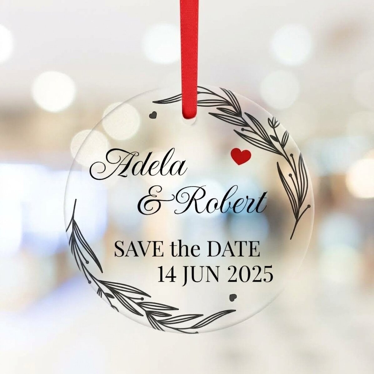 Decorazione rotonda personalizzata con testo - Save the date