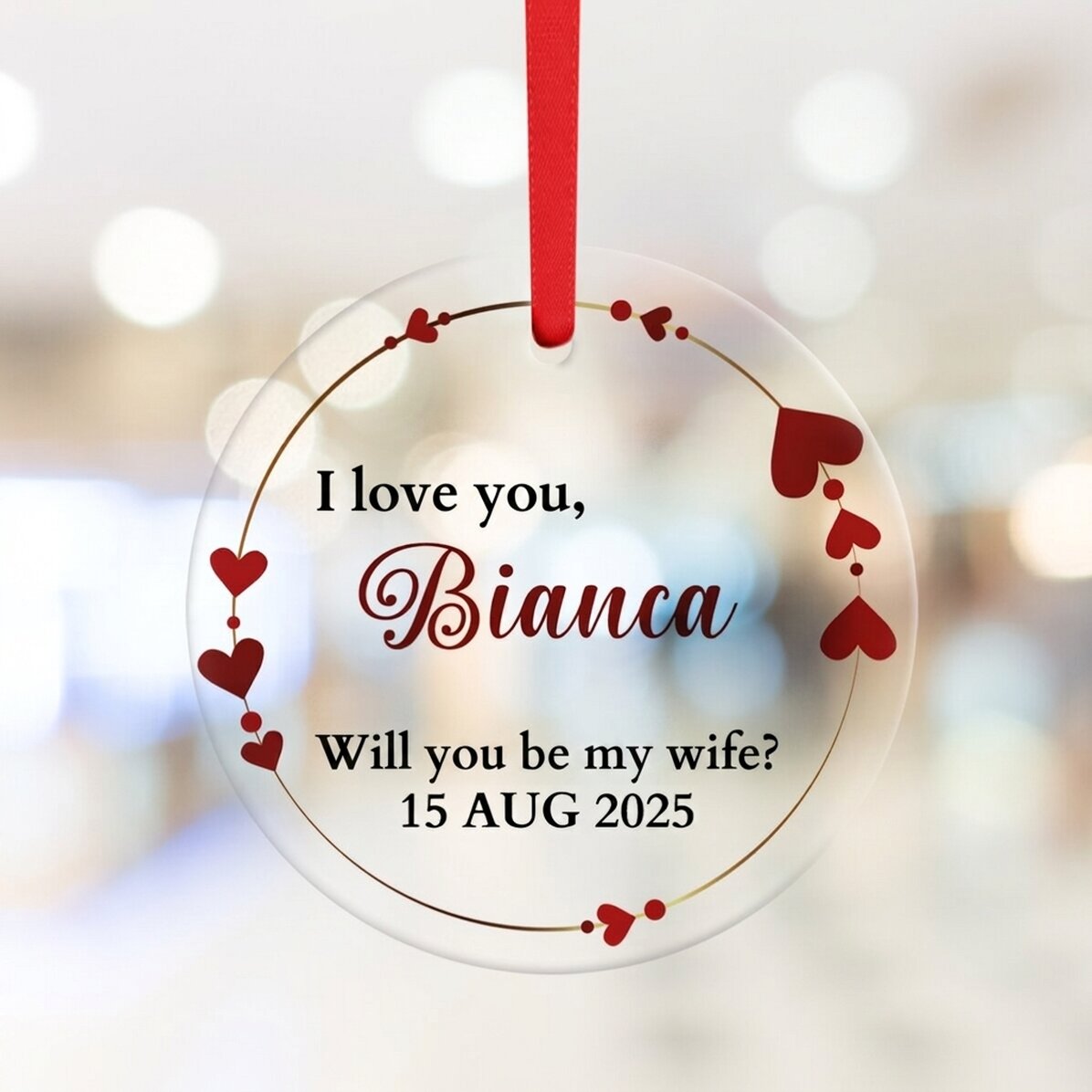 Ciondolo rotondo personalizzato con scritta - Proposta di matrimonio