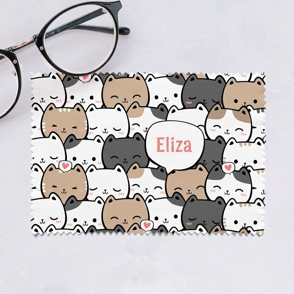 Panno personalizzato per la pulizia di schermi e occhiali - Cute cats