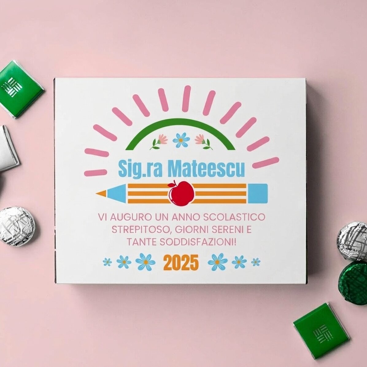 Scatola di cioccolatini personalizzata con una dedica per l