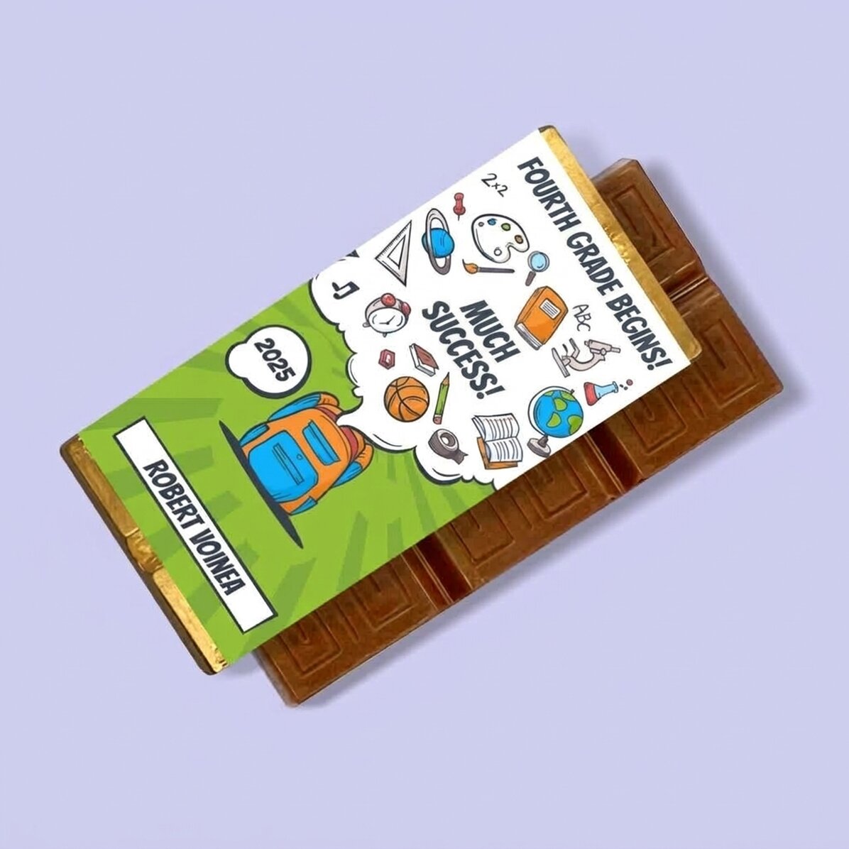 Mini tavoletta di cioccolato personalizzata con scritta - Stile scolastico a fumetti