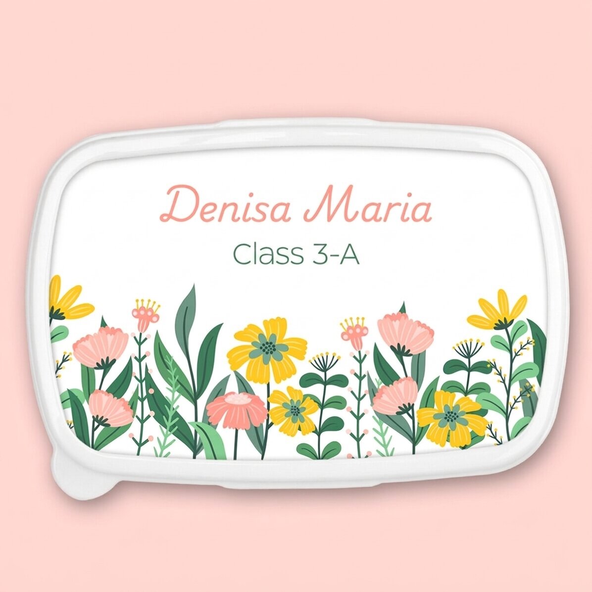 Contenitore per il pranzo, contenitore personalizzato con scritta - Fiori