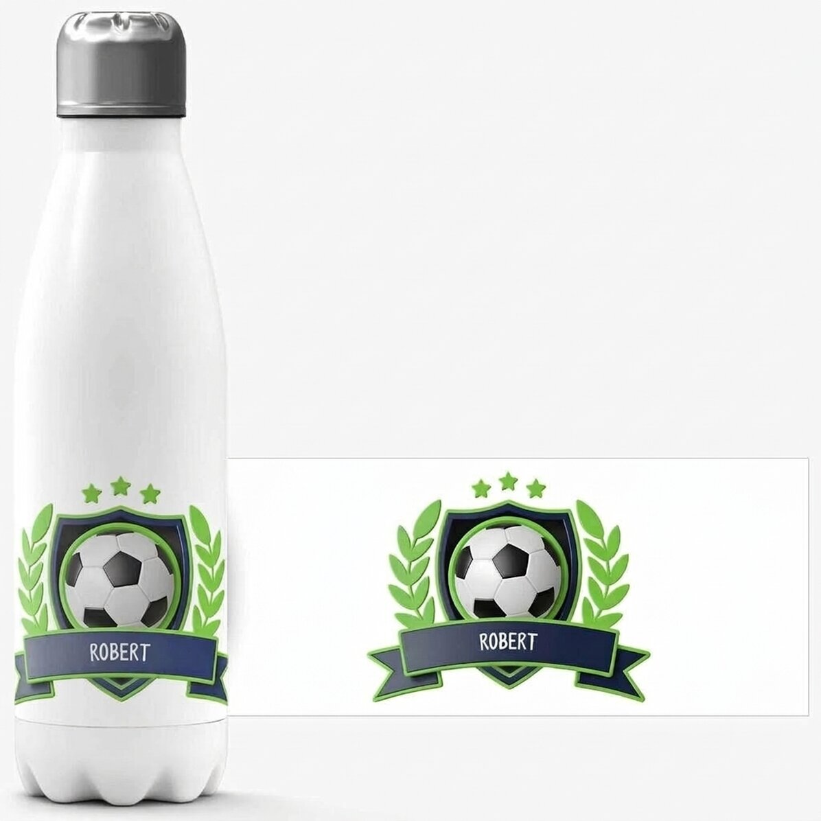 Thermos con base bianca personalizzato con scritta - Calcio