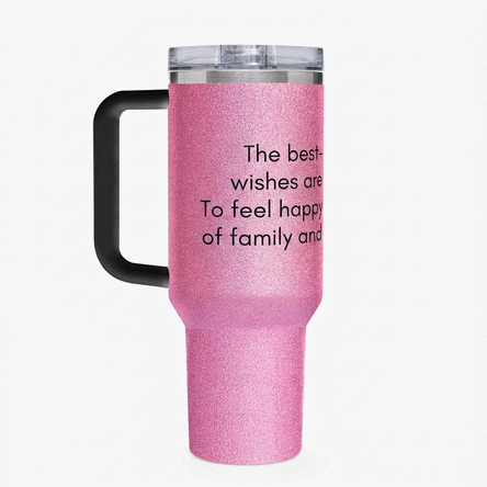 Thermos mug with handle and straw, personalised with a message for your loved ones