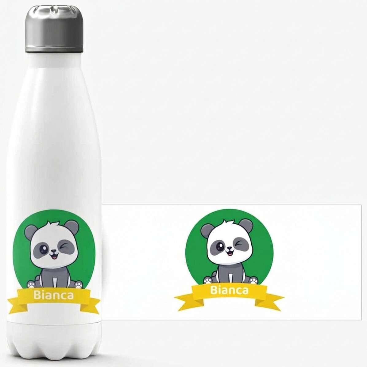 Thermos con base bianca personalizzato con nome - Cute Panda