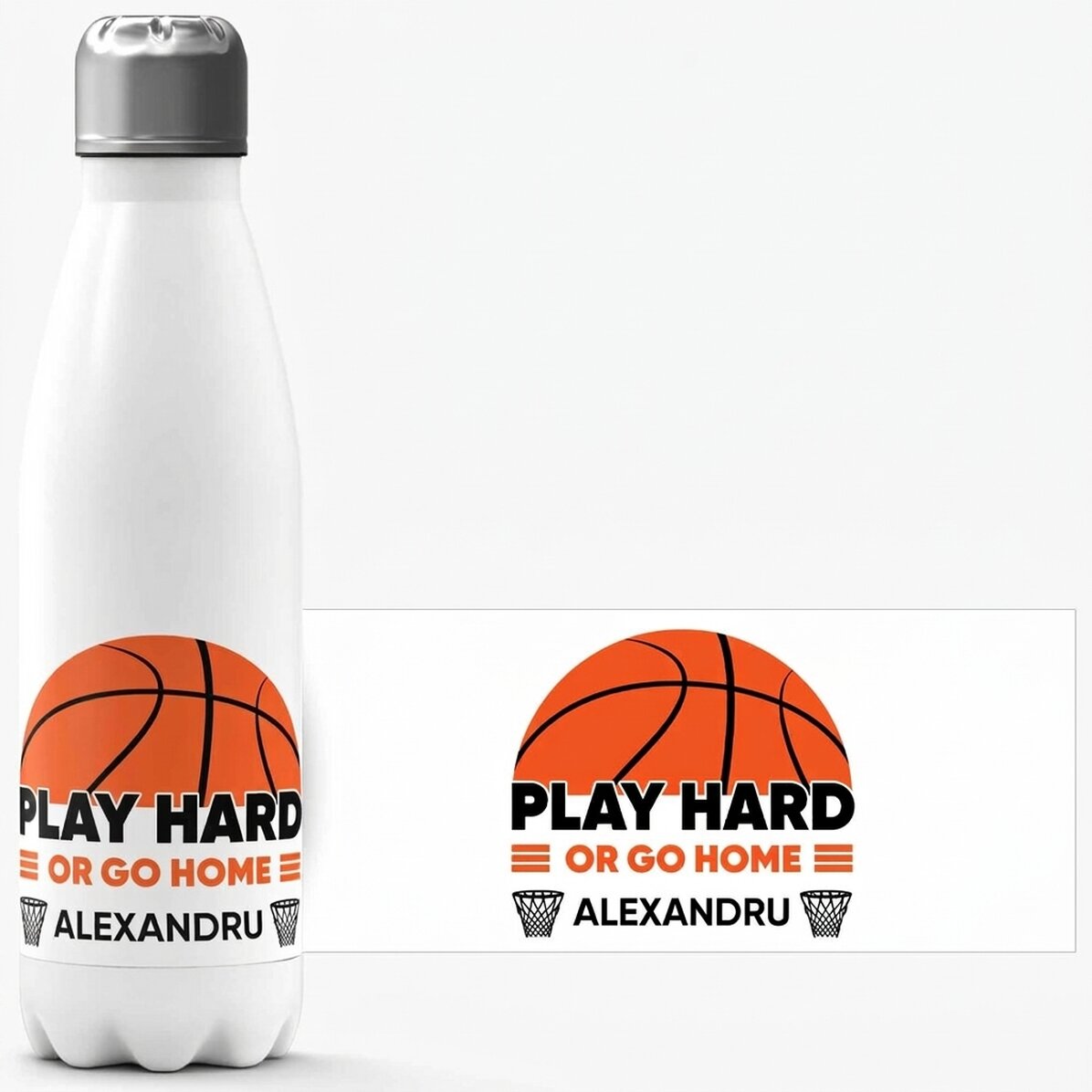 Thermos con base bianca personalizzato con scritta - Basket