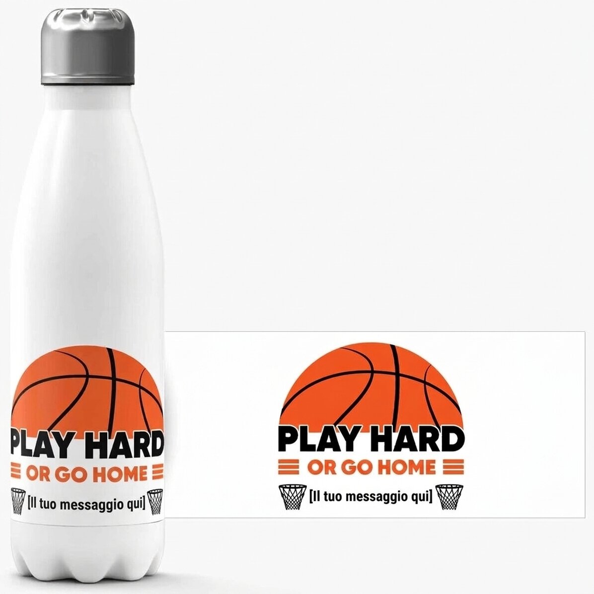 Thermos con base bianca personalizzato con scritta - Basket