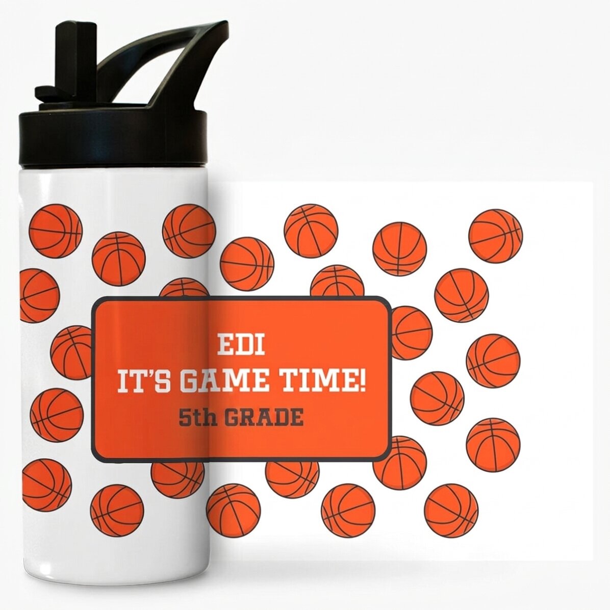 Thermos con manico e cannuccia personalizzato con messaggio - Basket