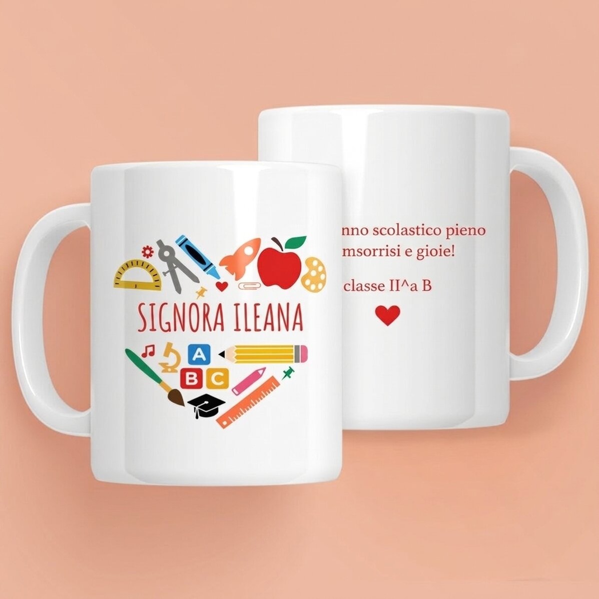 Tazza personalizzata con dedica per gli insegnanti - Cuore