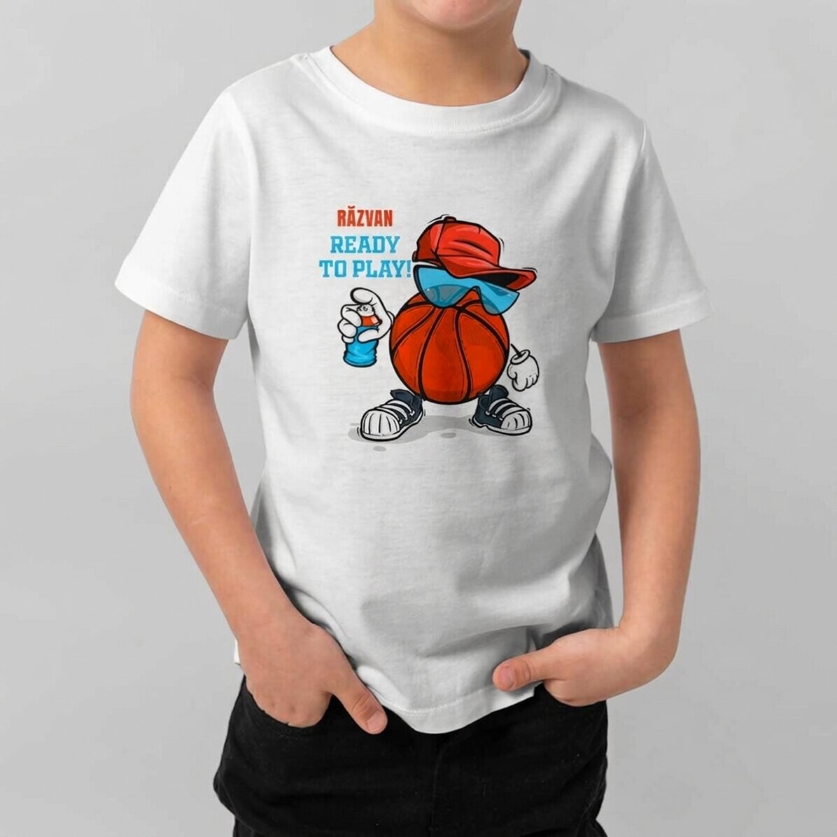 Maglietta in cotone per bambini personalizzata con scritta - Basket
