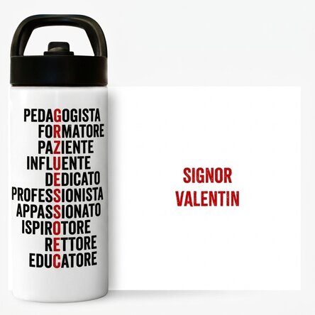 Tazza termica con manico e cannuccia personalizzata con nome - Insegnante