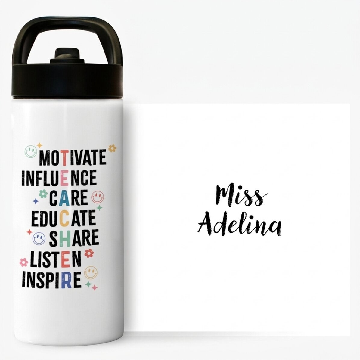 Thermos con manico e cannuccia personalizzato con nome - Teacher