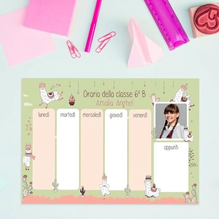 Orario personalizzato con testo e foto - Llama