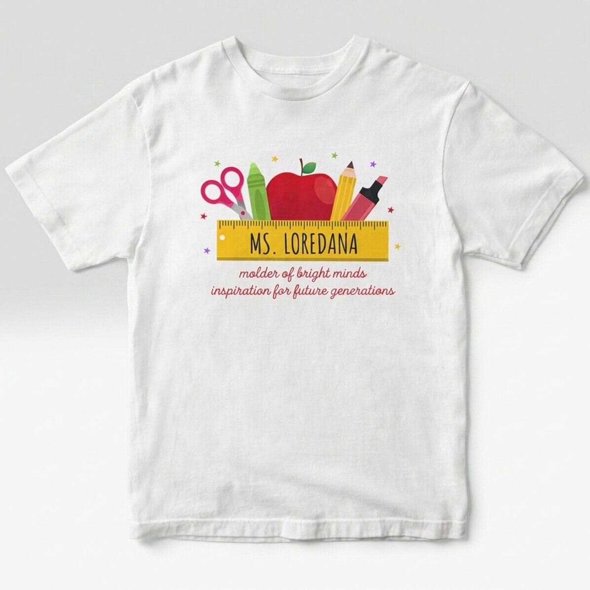 Maglietta in cotone personalizzata con nome per insegnanti - Materiale scolastico