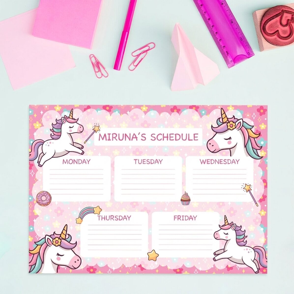 Orario personalizzato con testo - Unicorni