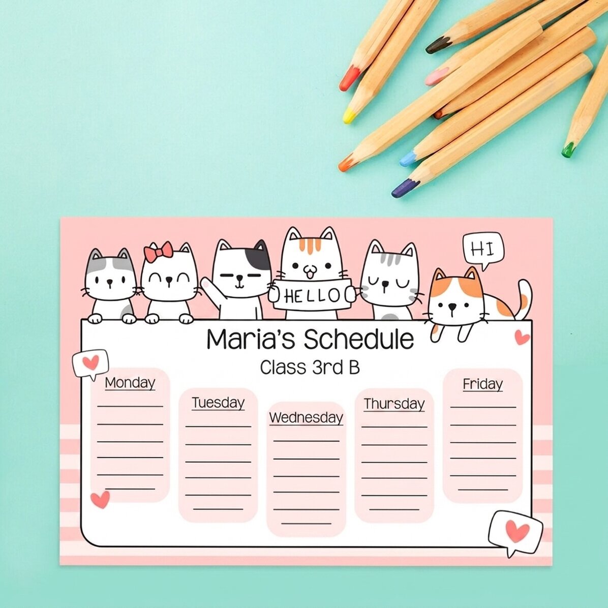 Orario personalizzato con testo - Kitty