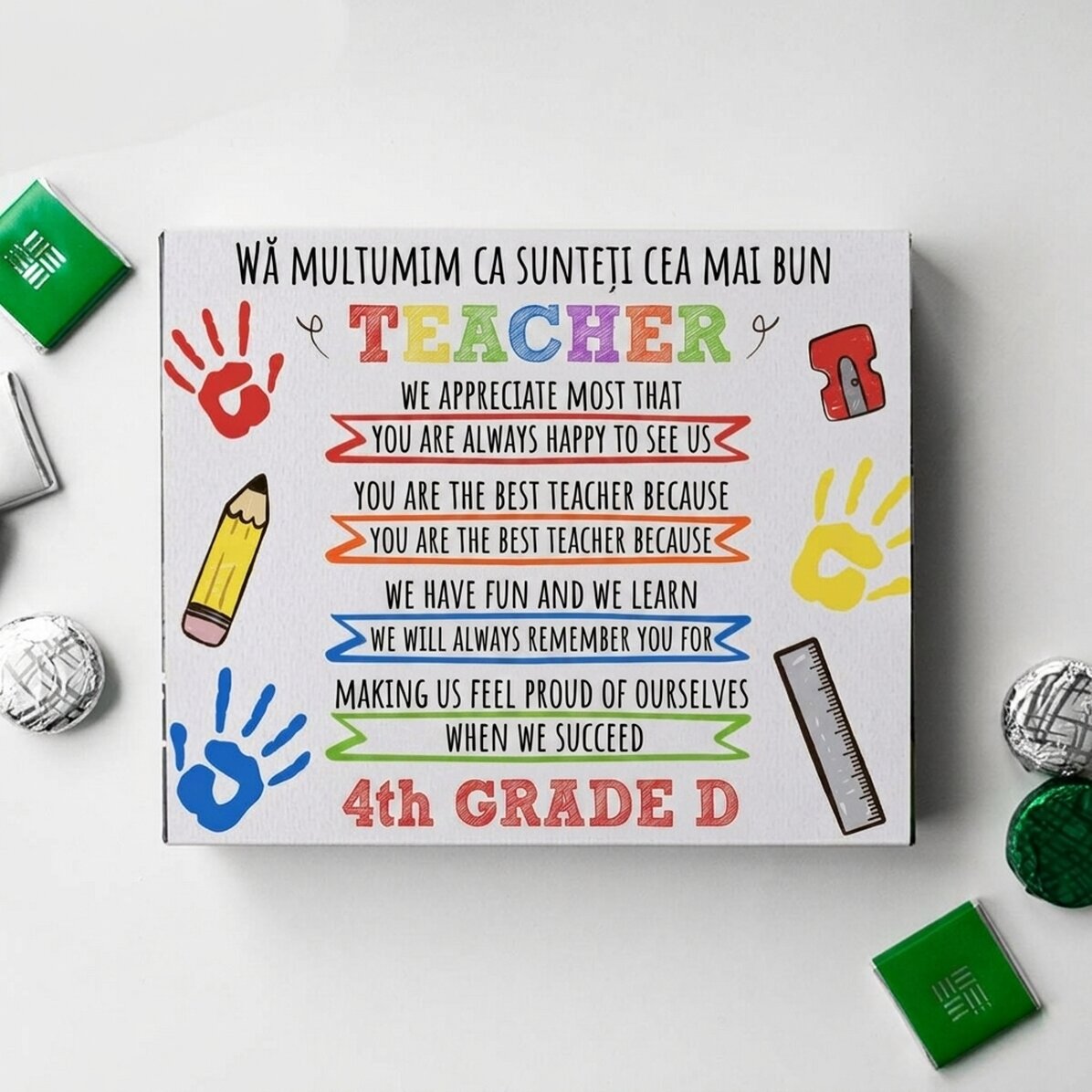 Scatola di caramelle personalizzata con un messaggio per l