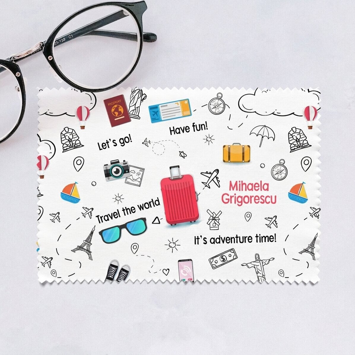 Panno personalizzato per la pulizia di schermi e occhiali - Travel