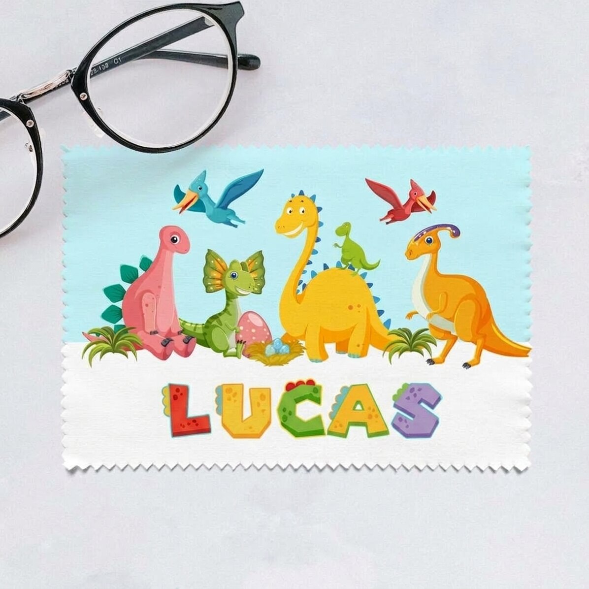 Panno personalizzato per la pulizia di schermi e occhiali - Dino