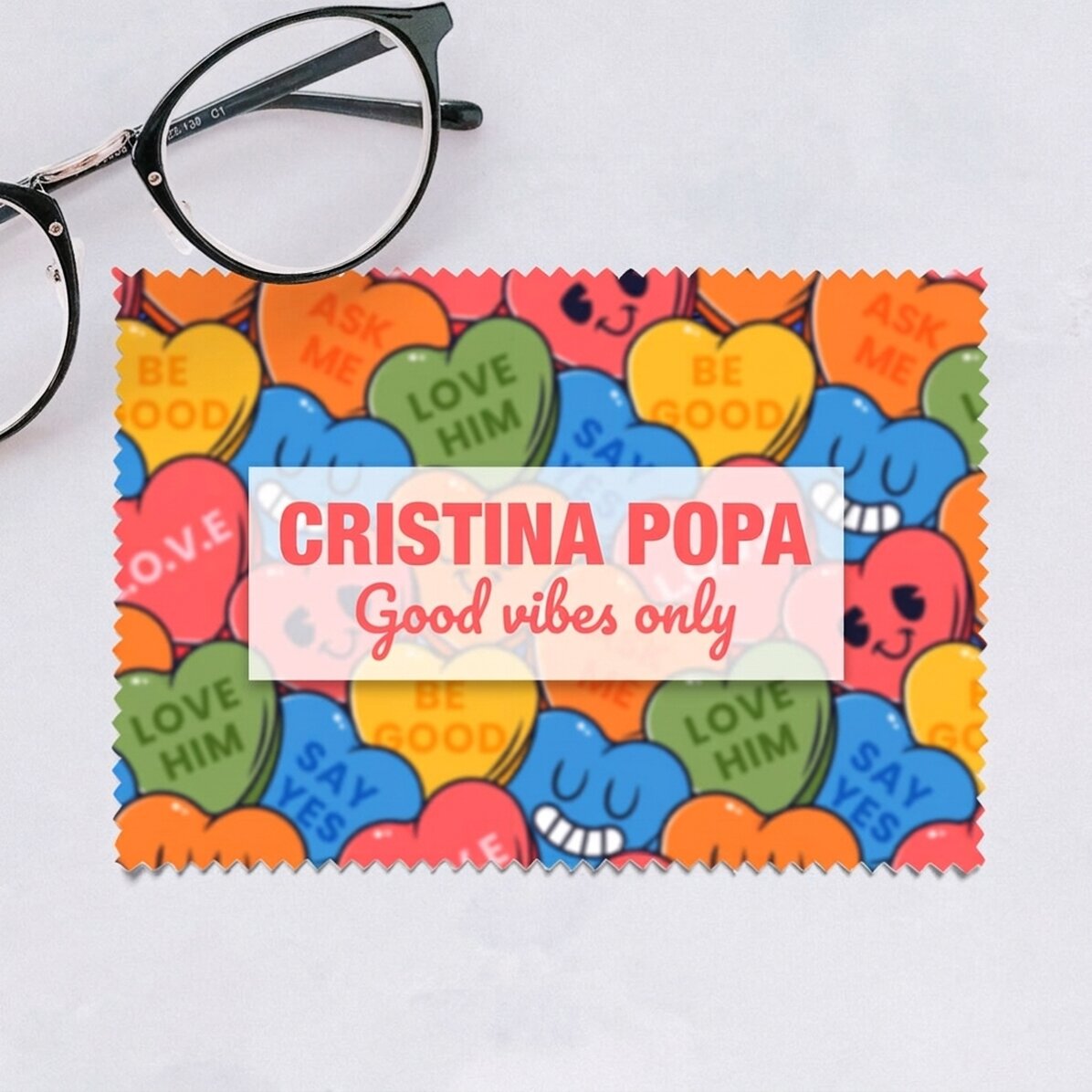 Panno personalizzato per la pulizia di schermi e occhiali - Cuori