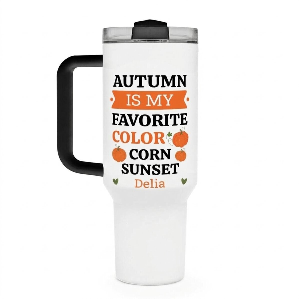 Tazza termica con manico e cannuccia personalizzata con scritta - Autunno