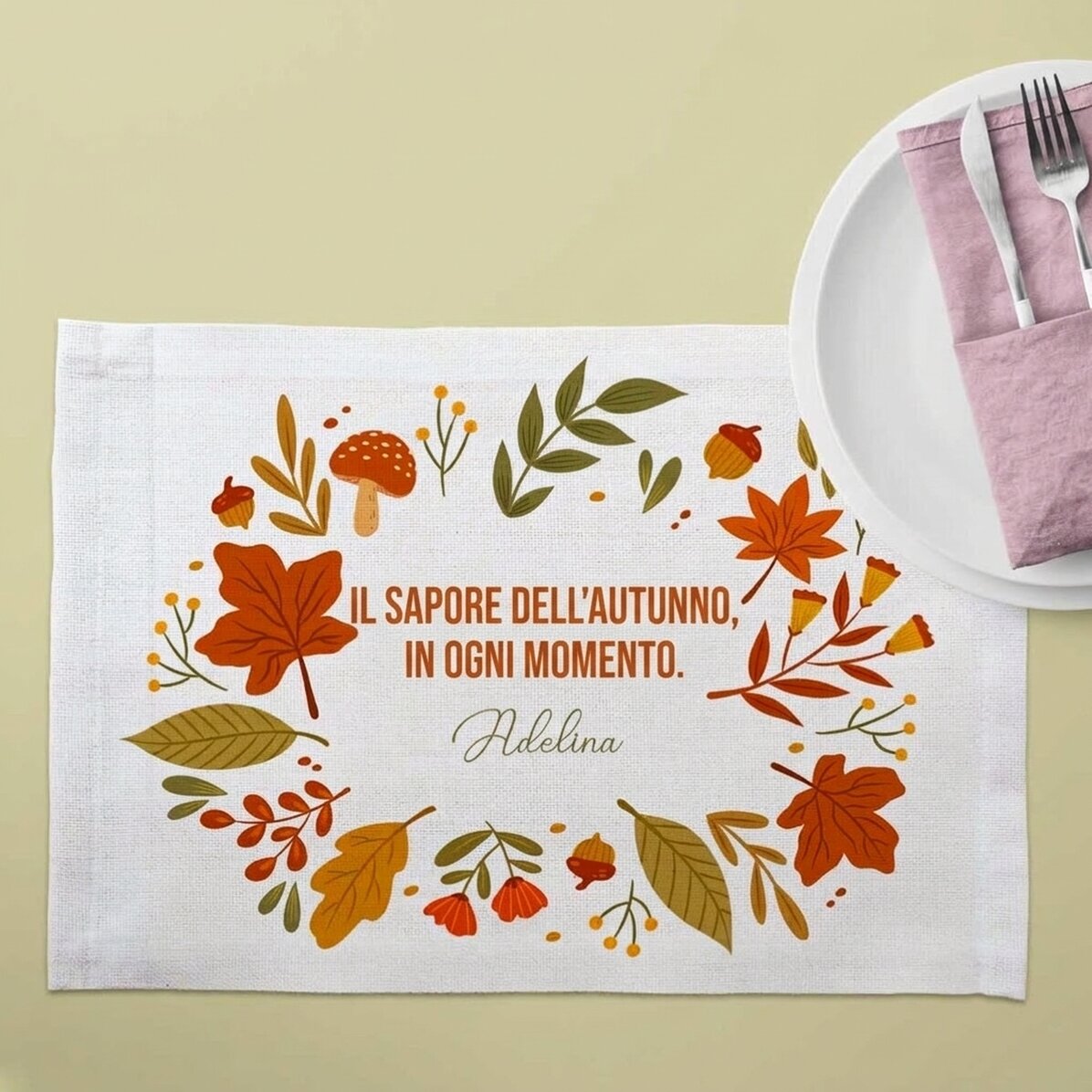 Portapiatto personalizzato con messaggio - Autunno