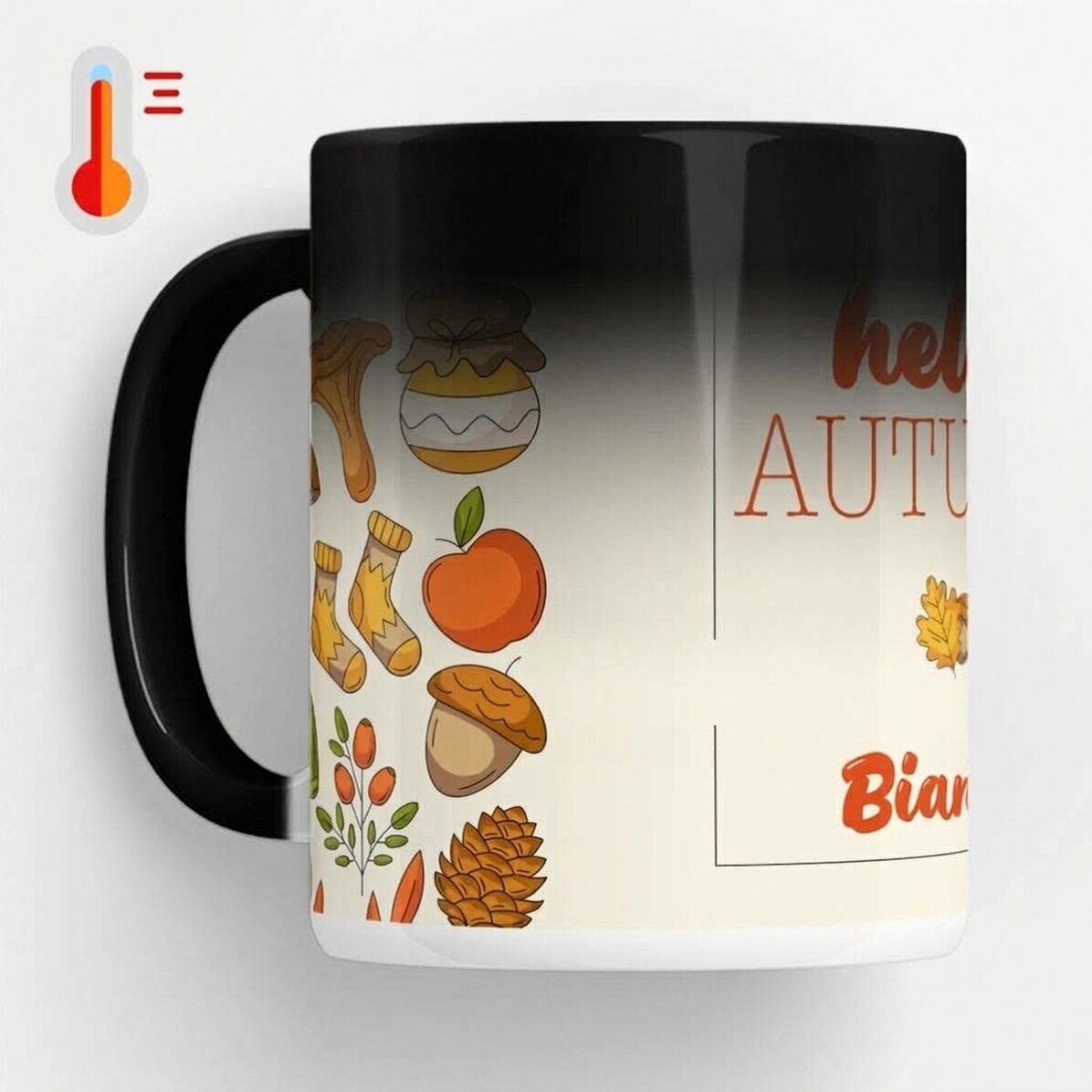 Tazza termosensibile personalizzata con scritta - Hello Autumn