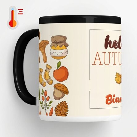 Tazza termosensibile personalizzata con scritta - Hello Autumn