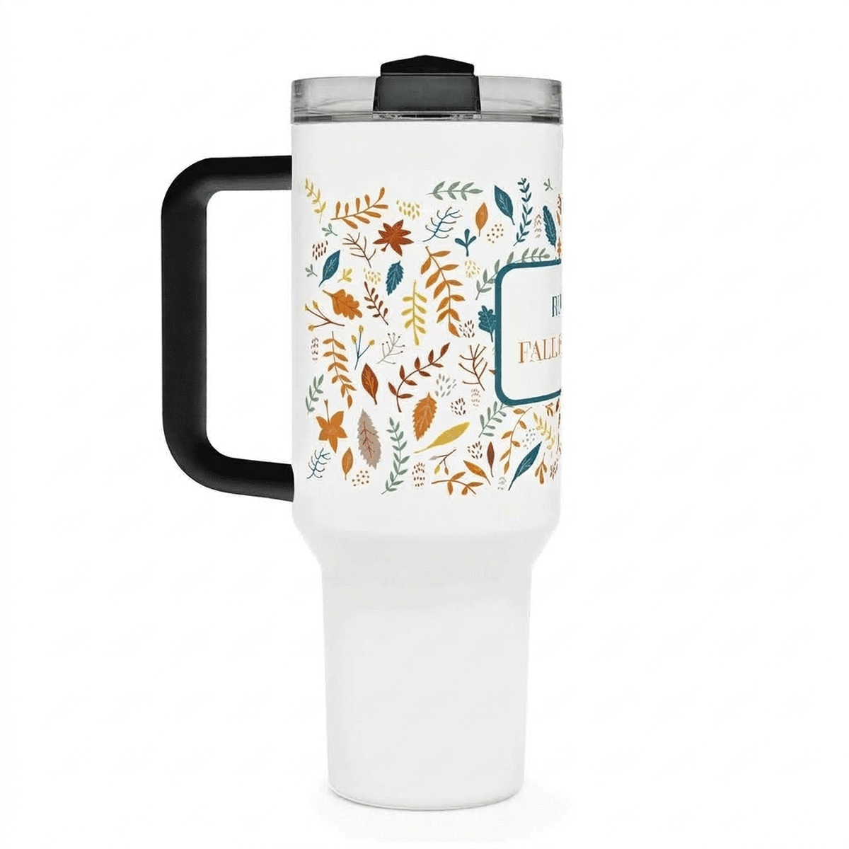 Tazza termica con manico e cannuccia personalizzata con scritta - Autumn