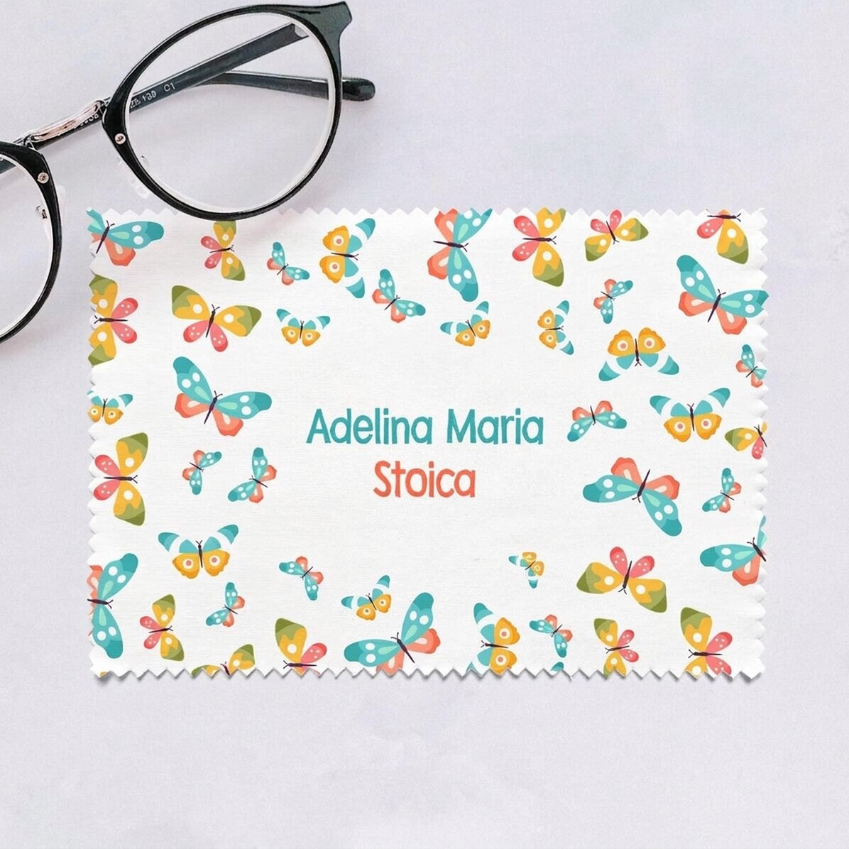 Panno personalizzato per la pulizia di schermi e occhiali - Farfalle