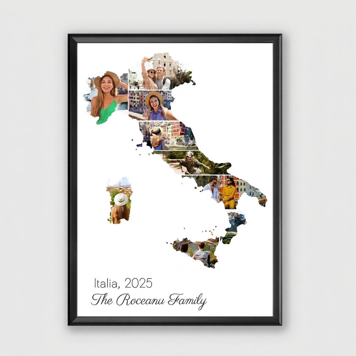 Quadro personalizzato con 9 foto e testo - Italia