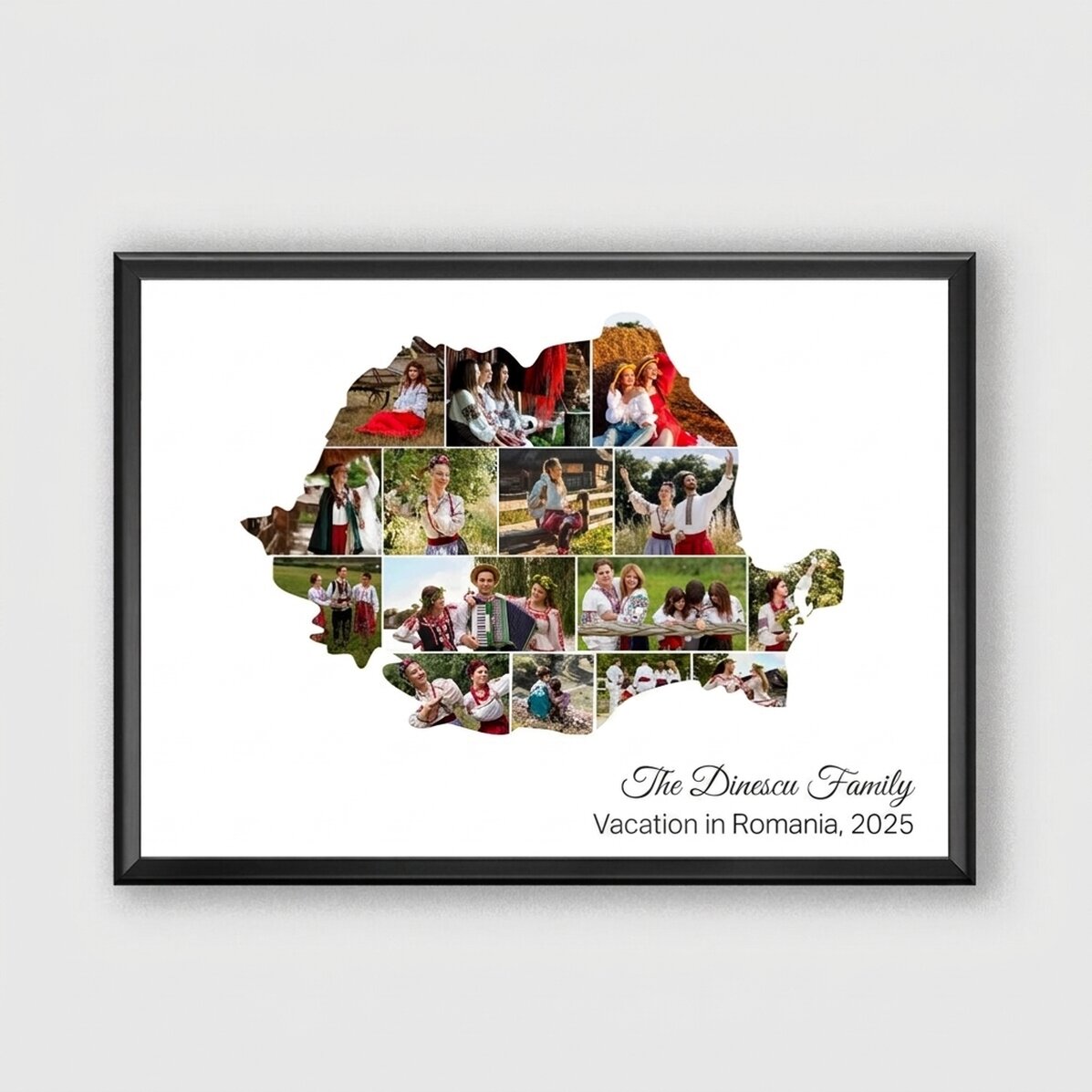 Quadro personalizzato con 15 foto e testo - Romania