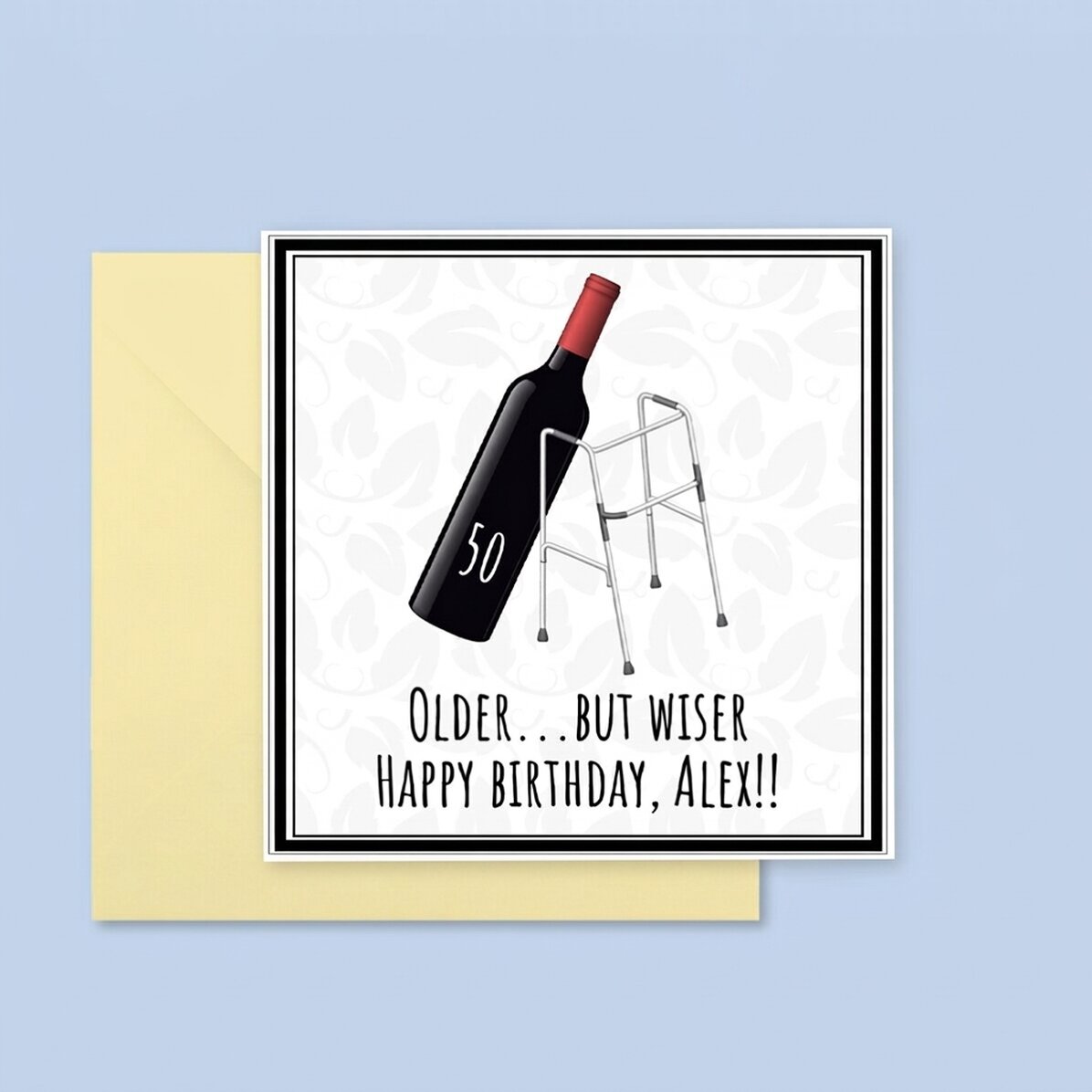 Biglietto quadrato personalizzato con testo - Older but wiser