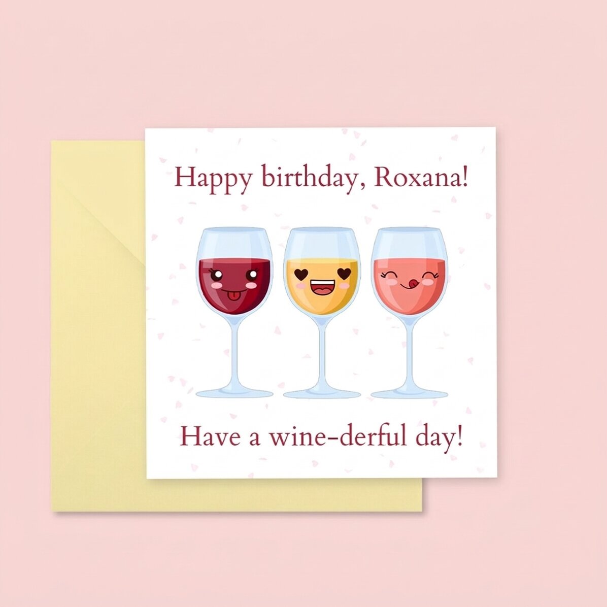 Biglietto quadrato personalizzato con testo - Wine-derful
