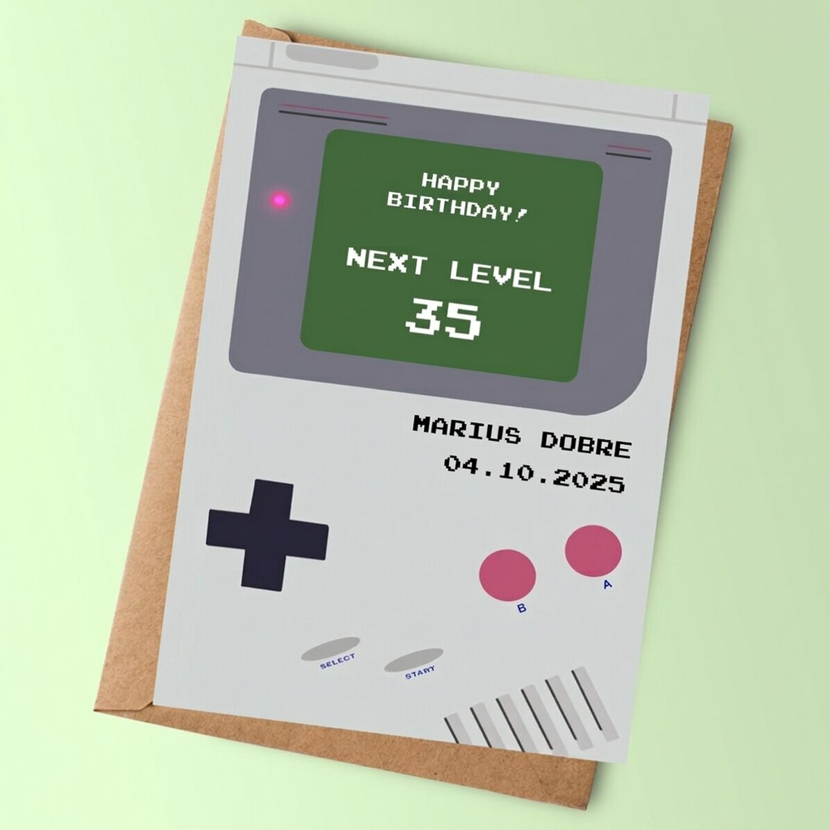 Scheda personalizzata con messaggio - Gameboy