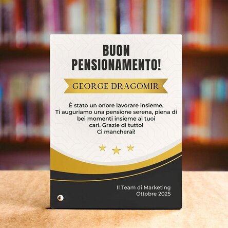 Cornice da scrivania personalizzata con testo - Pensionamento