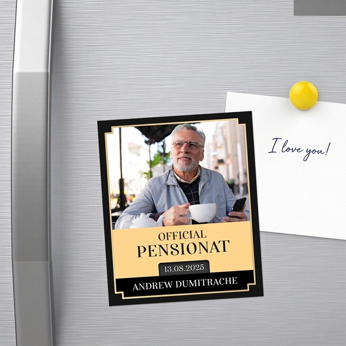 Magnete personalizzato 10x12 cm con foto e messaggio - Pensionamento