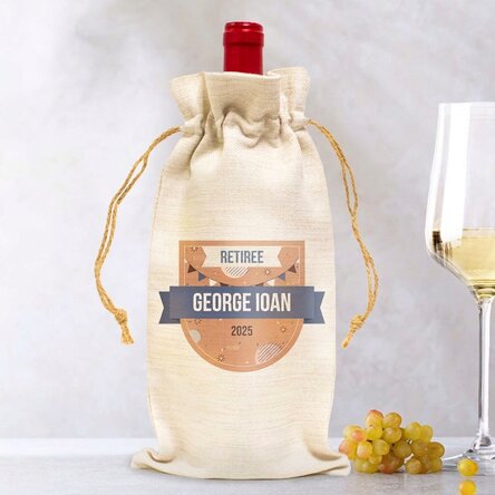 Sacchetto personalizzato per bottiglia di vino con messaggio - Pensionato