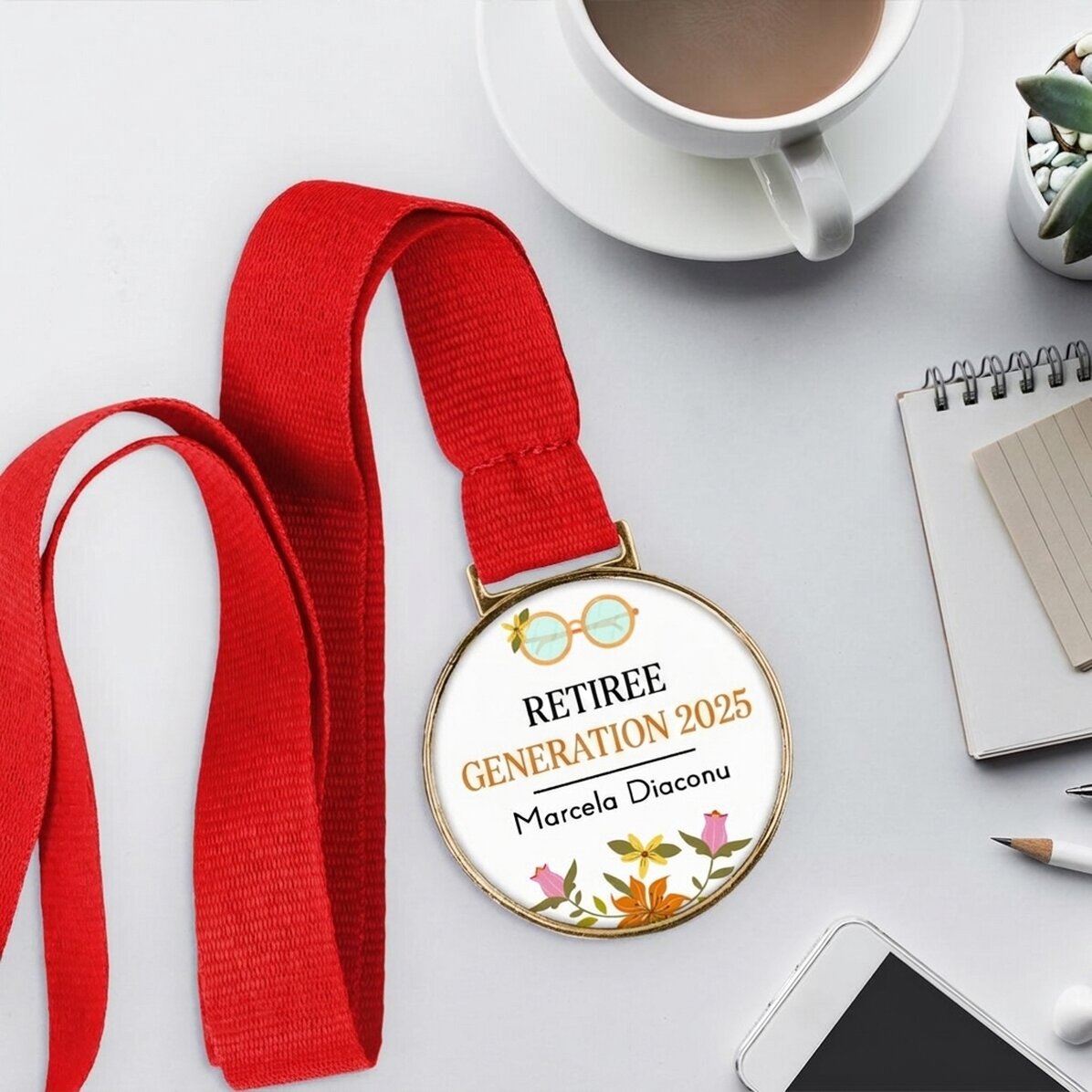 Medaglia personalizzata con dedica - Pensionamento