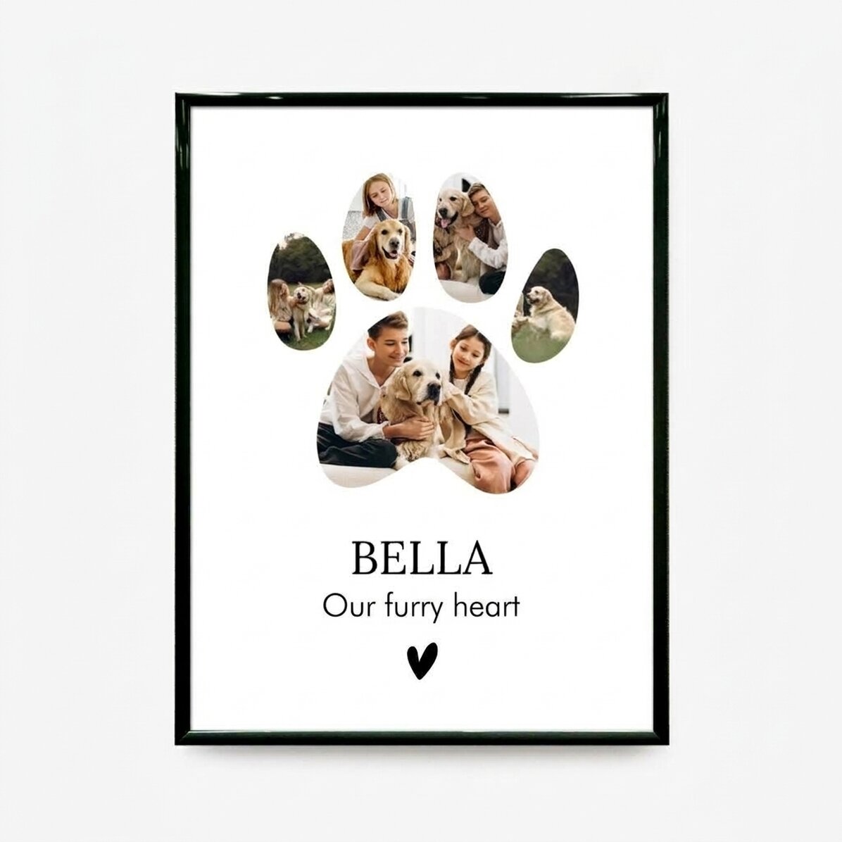 Quadro personalizzato con 5 foto e testo - Animali domestici