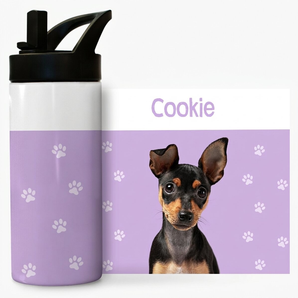 Thermos con manico e cannuccia personalizzato con una scritta - Il tuo animaletto