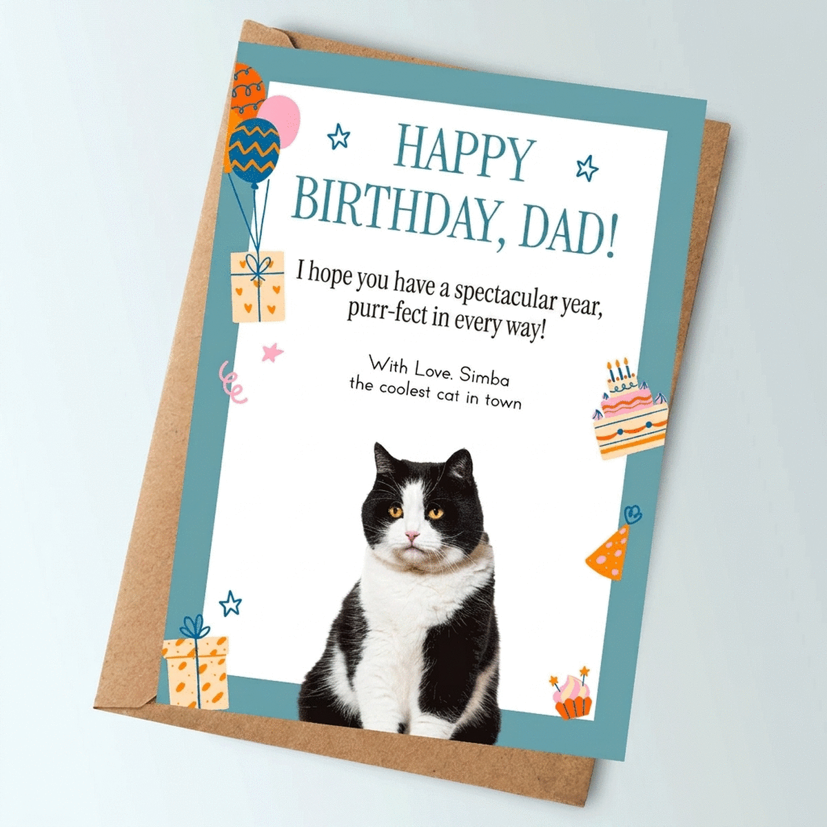 Biglietto personalizzato con un messaggio e la foto del tuo animaletto - Buon compleanno!