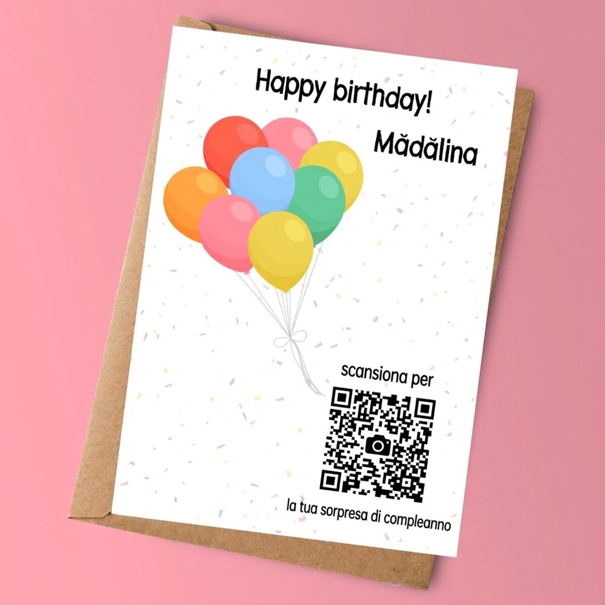 Tessera personalizzata con testo e codice QR - Scopri la sorpresa