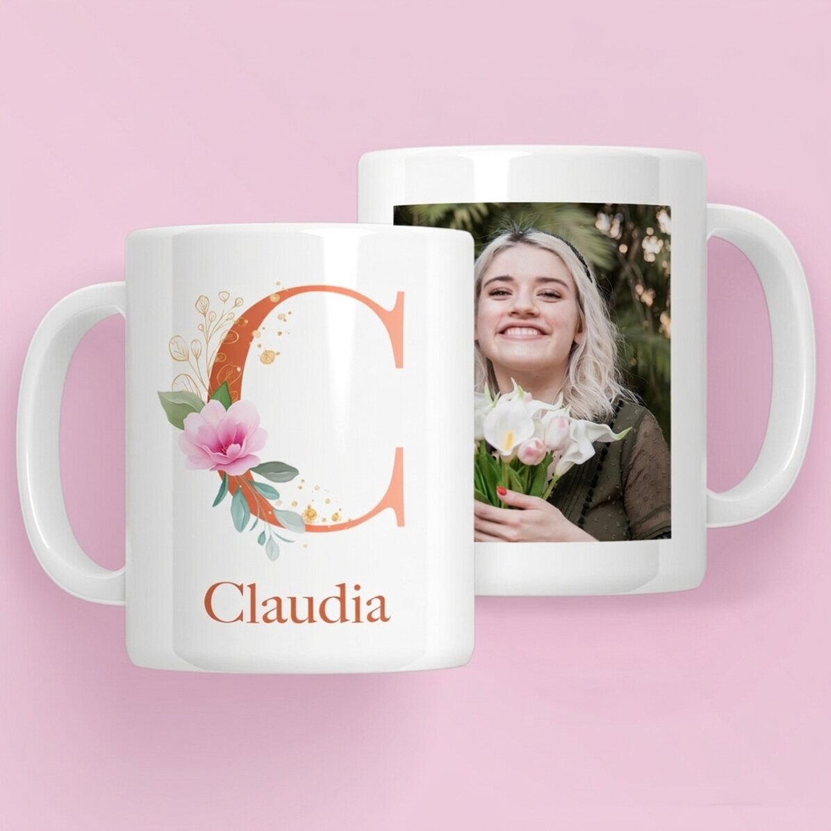 Tazza personalizzata con iniziale, nome e foto