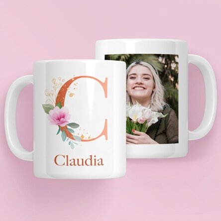 Tazza personalizzata con iniziale, nome e foto
