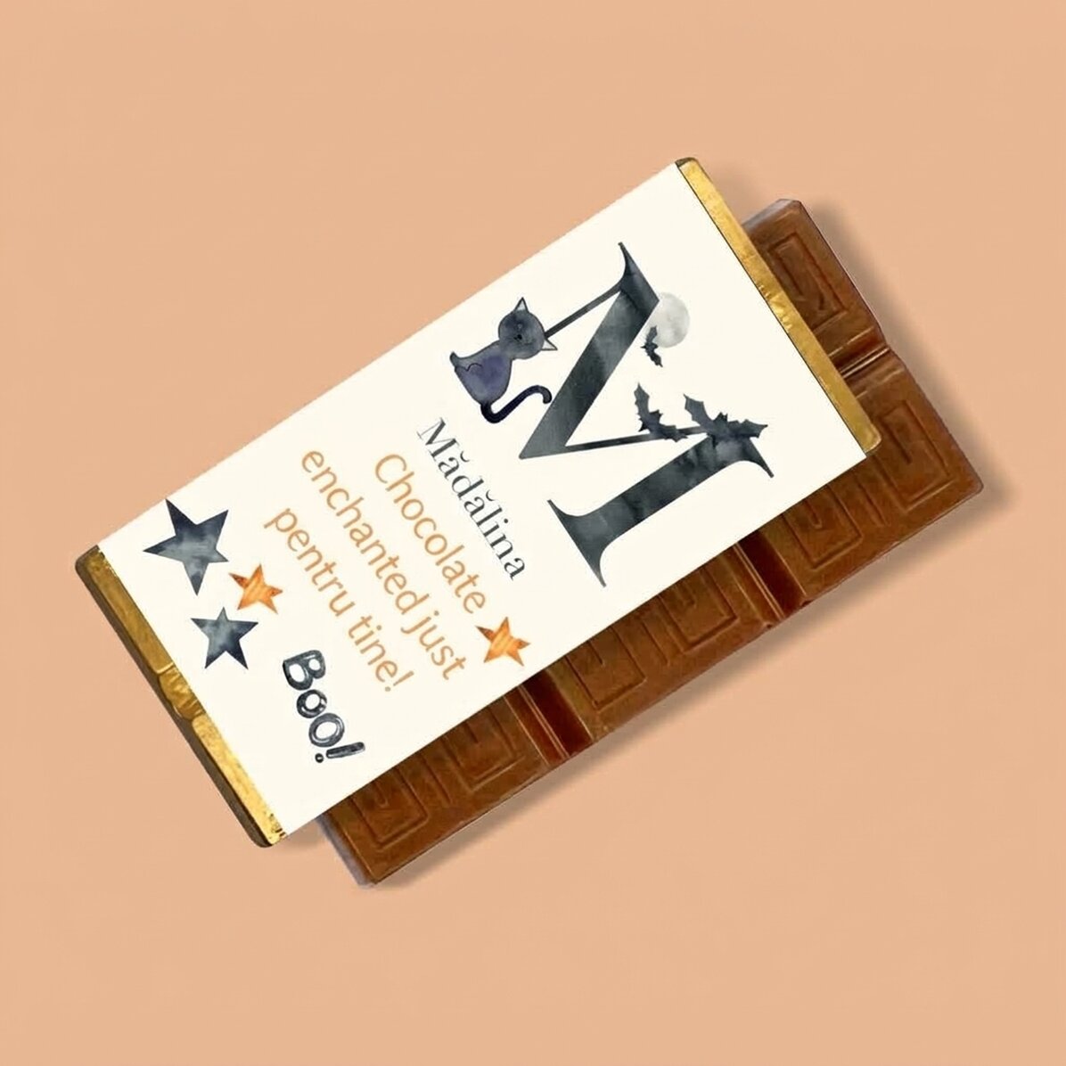 Mini tavoletta di cioccolato personalizzata con scritta e iniziale - Halloween